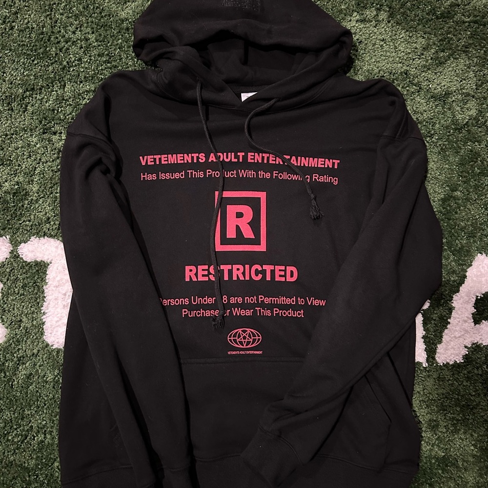 Vetements Adult Entertainment Black and red hoodie